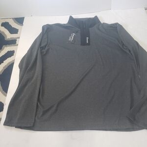 Encore Men's 2XL Gray Long Sleeve Quarter Zip Pullover Top Polyester